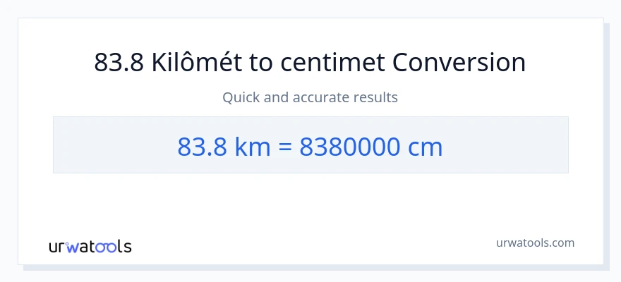 Chuyển đổi 83.8 Kilômét sang Centimet
