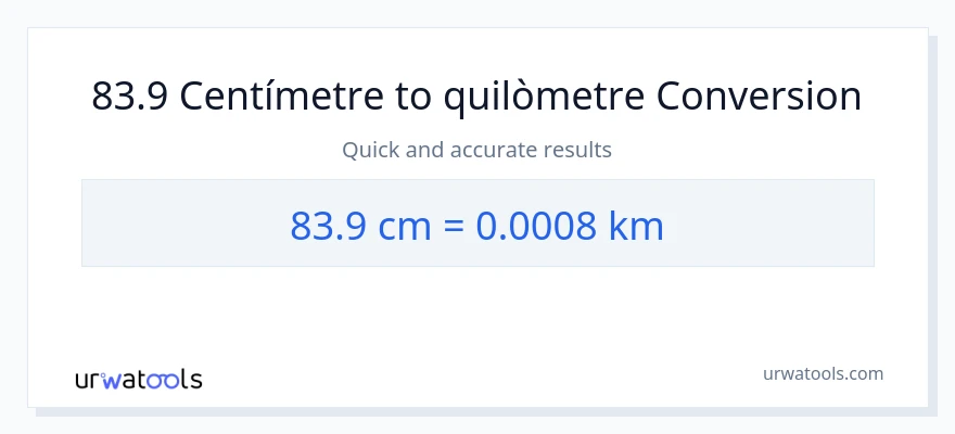 Conversió de 83.9 Centímetres a Quilòmetres