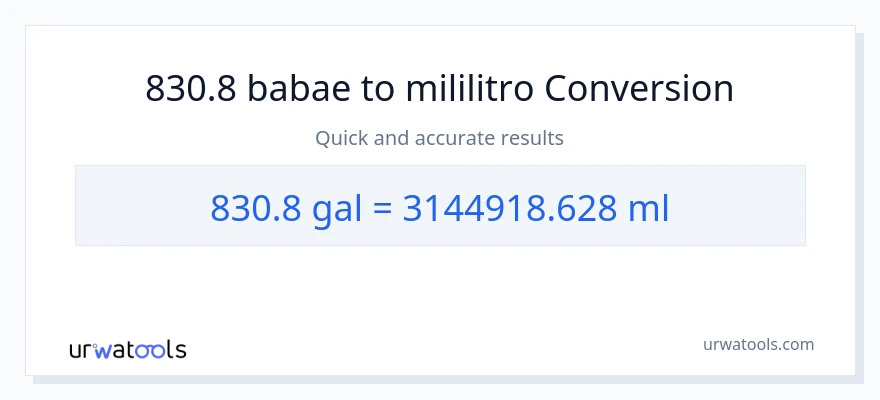 830.8 Mga galon patungong mga mililitro na conversion