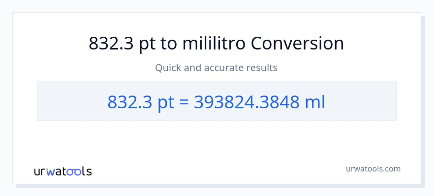 832.3 Pints patungong mga mililitro na conversion
