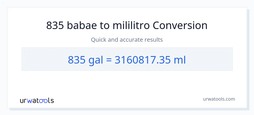 835 Mga galon patungong mga mililitro na conversion