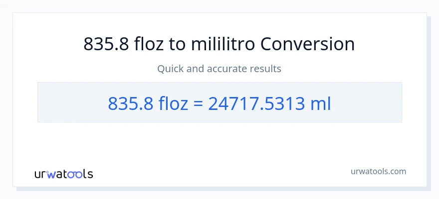 835.8 mga onsa ng likido patungong mga mililitro na conversion