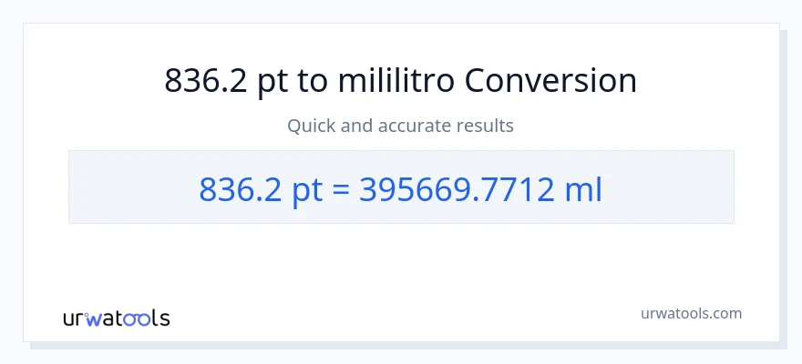 836.2 Pints patungong mga mililitro na conversion