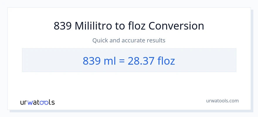839 mga mililitro patungong mga onsa ng likido na conversion