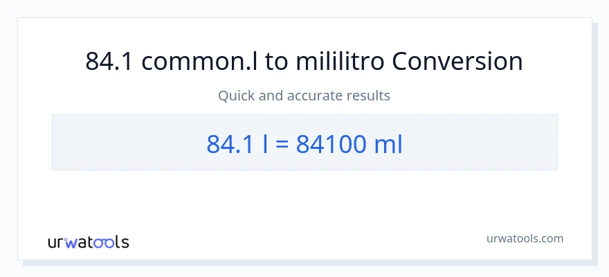 84.1 Liters patungong mga mililitro na conversion