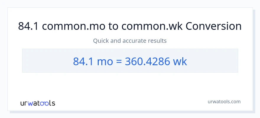 84.1 Mga Buwan patungong Mga Linggo na conversion