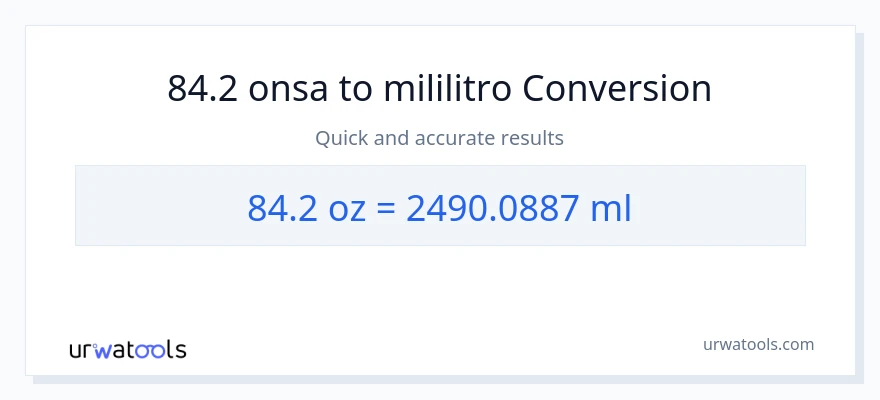 84.2 Mga onsa patungong mga mililitro na conversion
