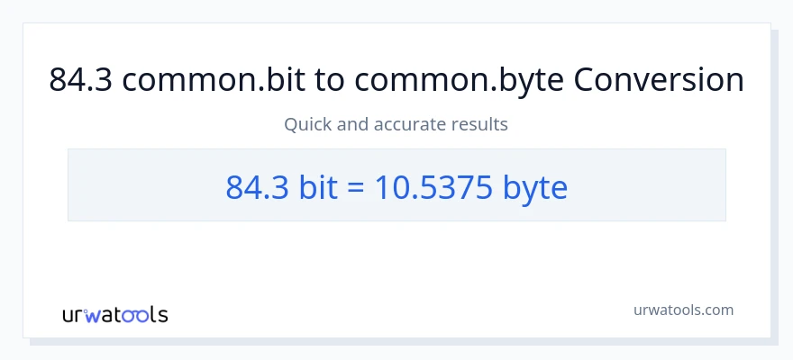 84.3 Bits patungong Bytes na conversion
