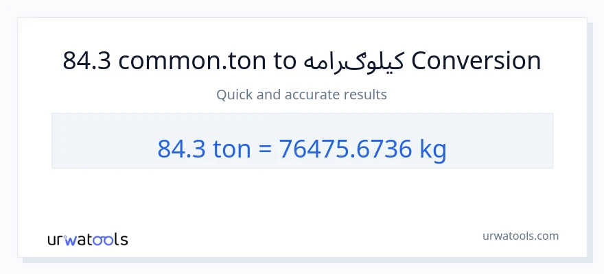 84.3 Tons ته کیلوګرامه بدلون