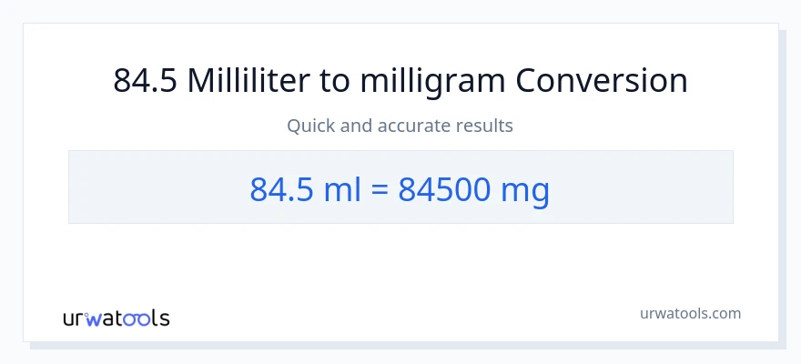 84.5 milliliter til milligram konvertering