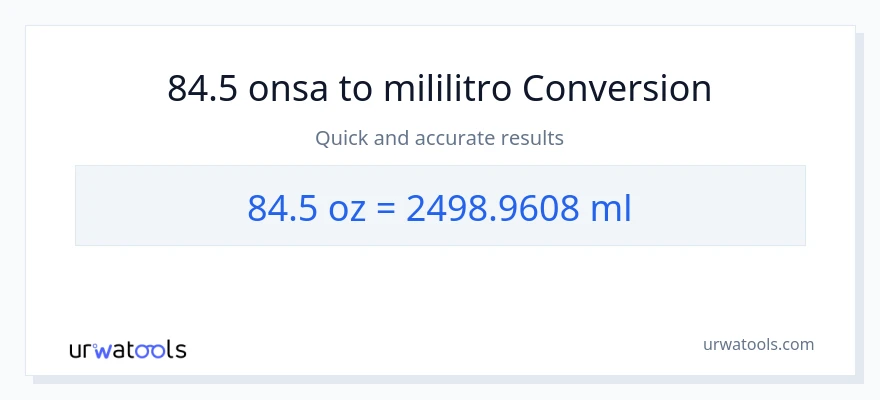 84.5 Mga onsa patungong mga mililitro na conversion