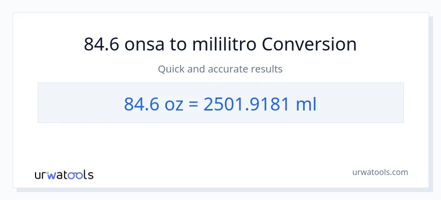 84.6 Mga onsa patungong mga mililitro na conversion