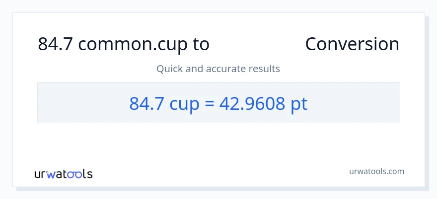 84.7 കപ്പുകൾ ൽ നിന്ന് Pints ലേക്ക് പരിവർത്തനം