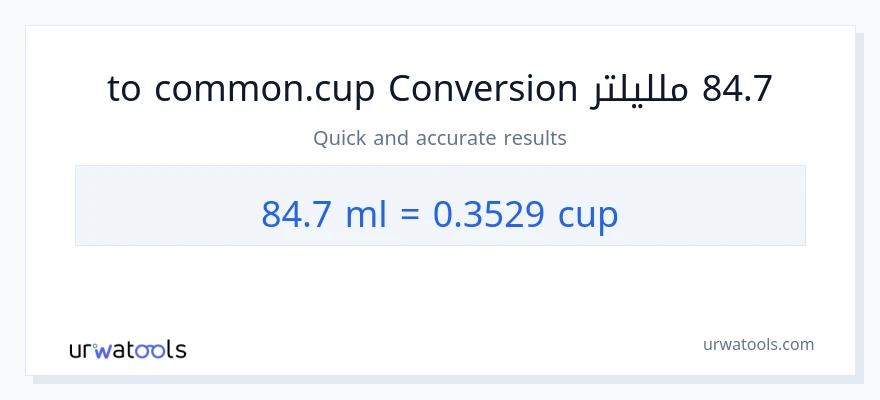 التحويل من 84.7 ملليلتر إلى أكواب