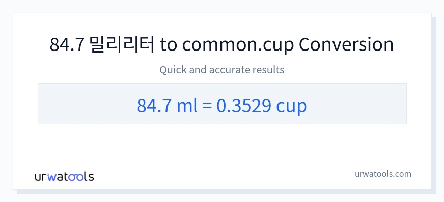 84.7 밀리리터에서 컵으로의 변환