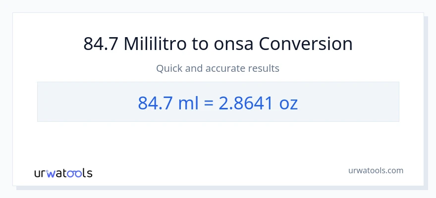 84.7 mga mililitro patungong Mga onsa na conversion