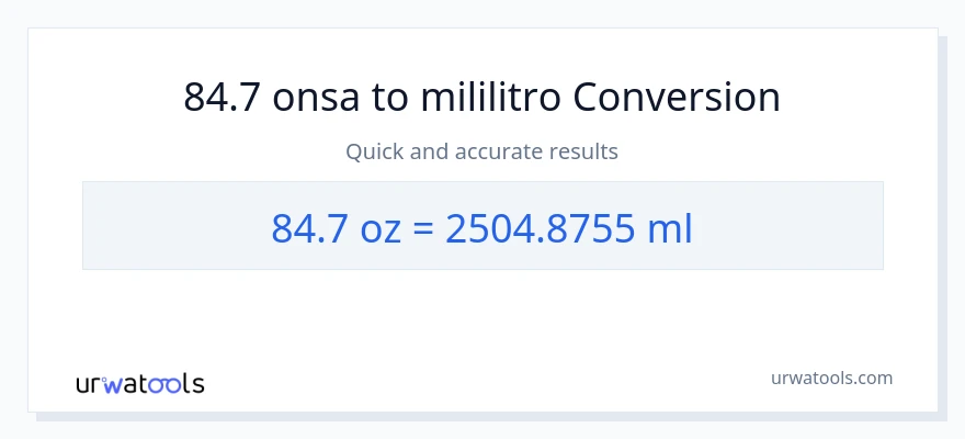 84.7 Mga onsa patungong mga mililitro na conversion