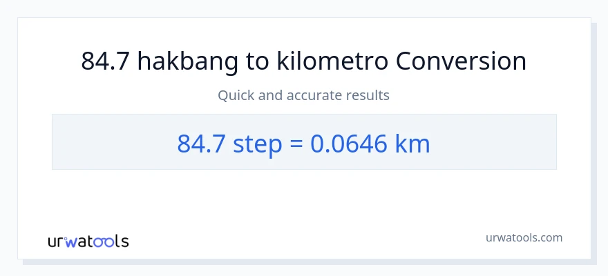 84.7 mga hakbang patungong Kilometro na conversion