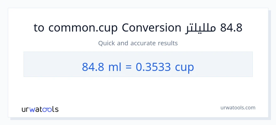 التحويل من 84.8 ملليلتر إلى أكواب