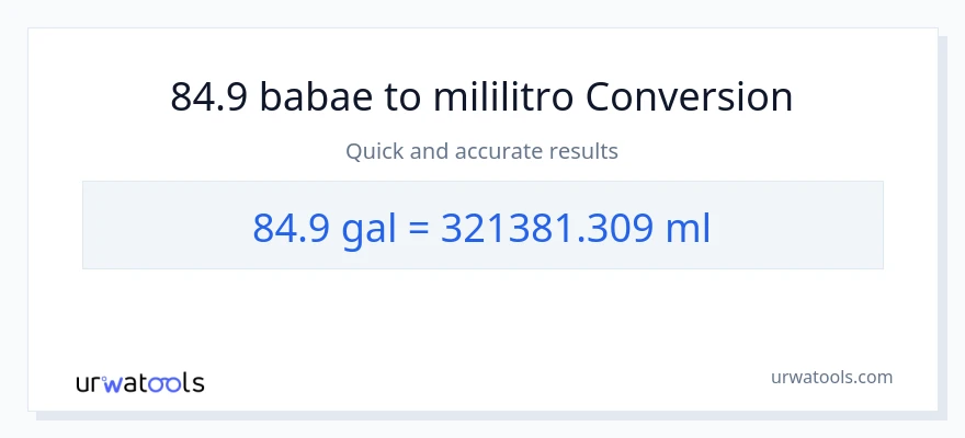 84.9 Mga galon patungong mga mililitro na conversion