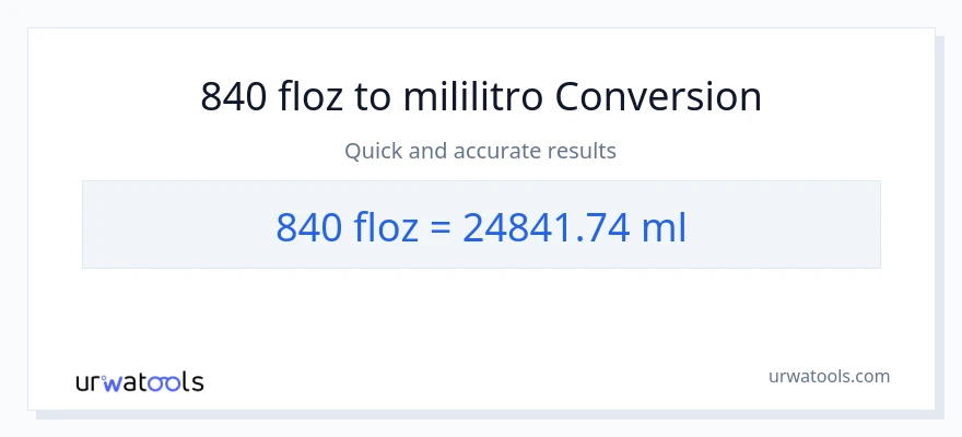 840 mga onsa ng likido patungong mga mililitro na conversion