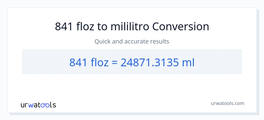 841 mga onsa ng likido patungong mga mililitro na conversion