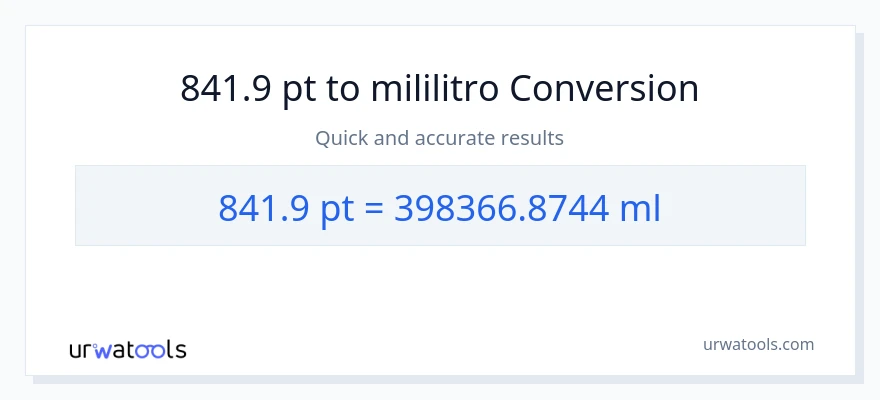 841.9 Pints patungong mga mililitro na conversion