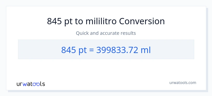 845 Pints patungong mga mililitro na conversion