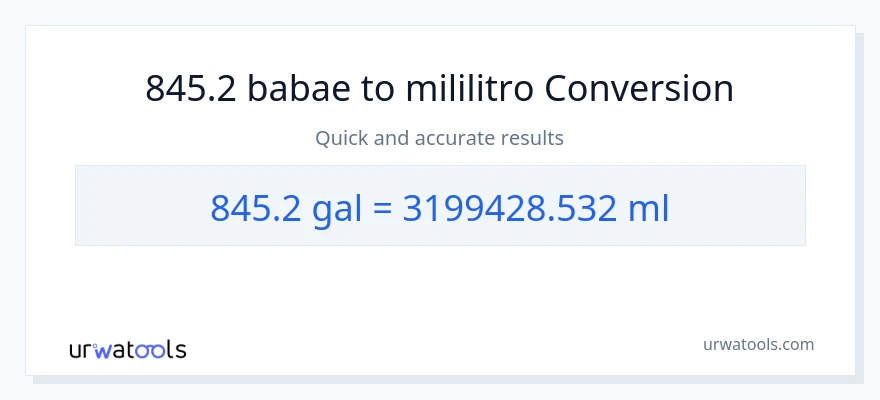 845.2 Mga galon patungong mga mililitro na conversion