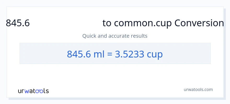 845.6 മില്ലിലിറ്റർ ൽ നിന്ന് കപ്പുകൾ ലേക്ക് പരിവർത്തനം
