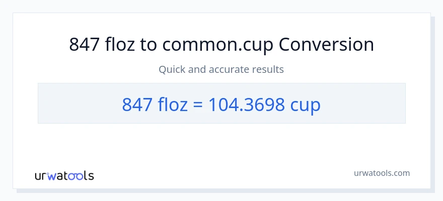 847 mga onsa ng likido patungong mga tasa na conversion