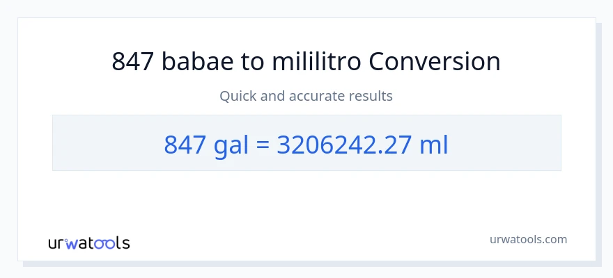847 Mga galon patungong mga mililitro na conversion
