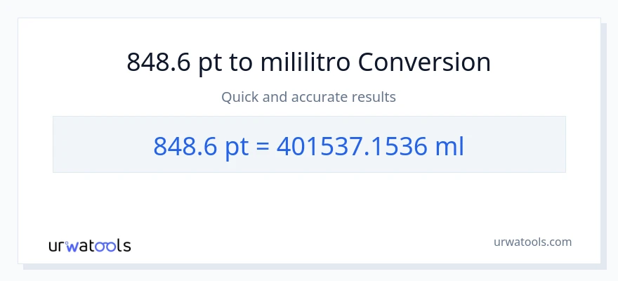 848.6 Pints patungong mga mililitro na conversion