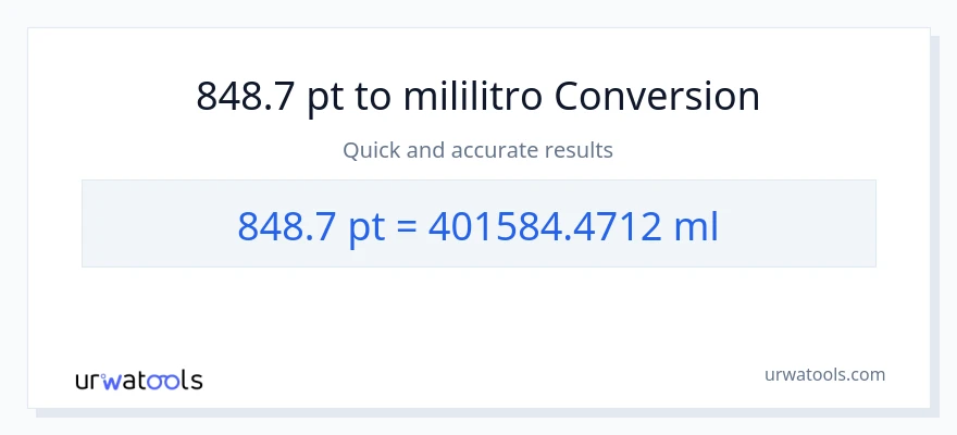 848.7 Pints patungong mga mililitro na conversion