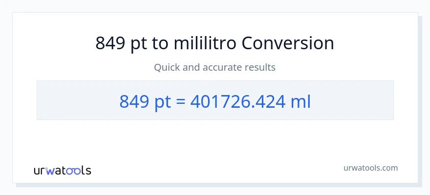 849 Pints patungong mga mililitro na conversion