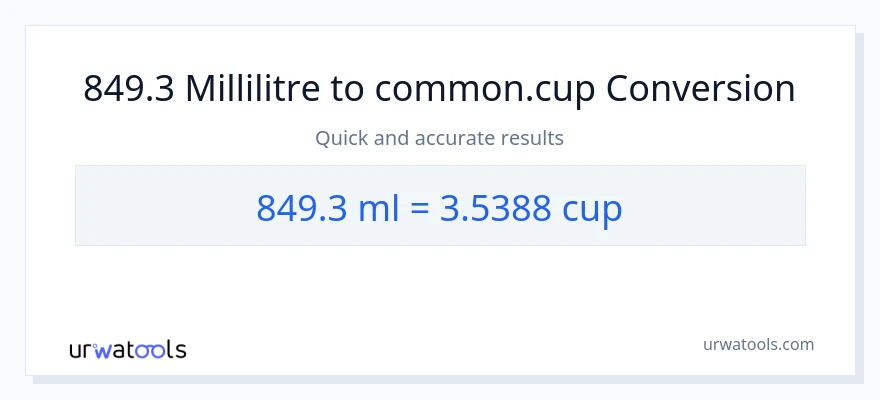 Conversion 849.3 millilitres vers tasses