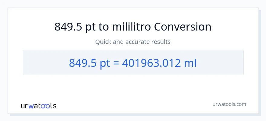 849.5 Pints patungong mga mililitro na conversion