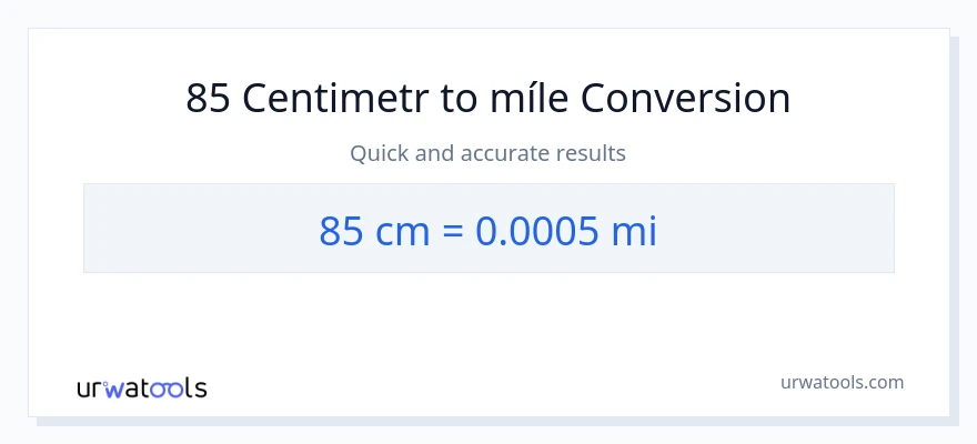 Konverze z Centimetry na míle: 85