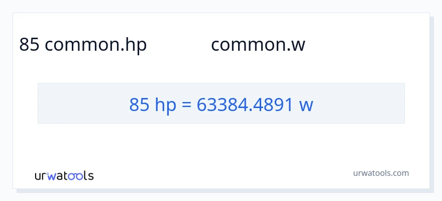 85 అశ్వశక్తి నుండి వాట్స్ కు మార్పిడి