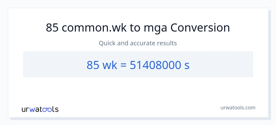 85 Mga Linggo patungong Segundo na conversion