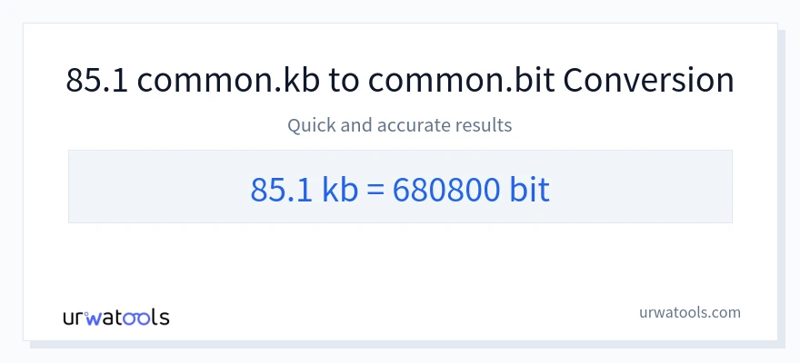 85.1 Kilobytes 到 Bits 轉換