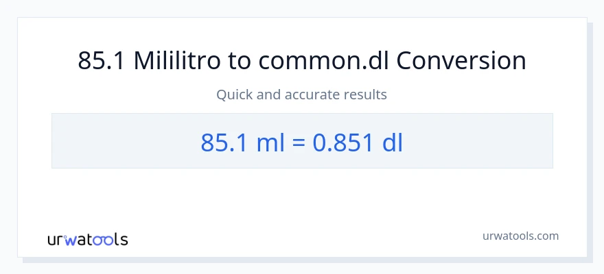 85.1 mga mililitro patungong Dls na conversion