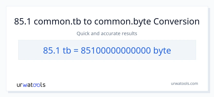 85.1 Terabytes patungong Bytes na conversion