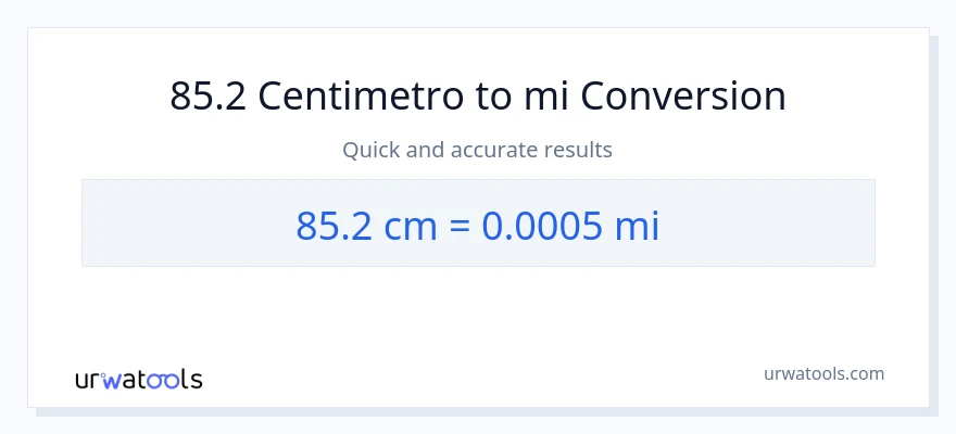 Conversione da 85.2 Centimetri a miglia