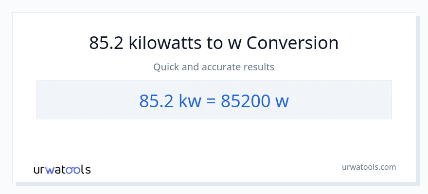 Conversió de 85.2 quilowatts a watts