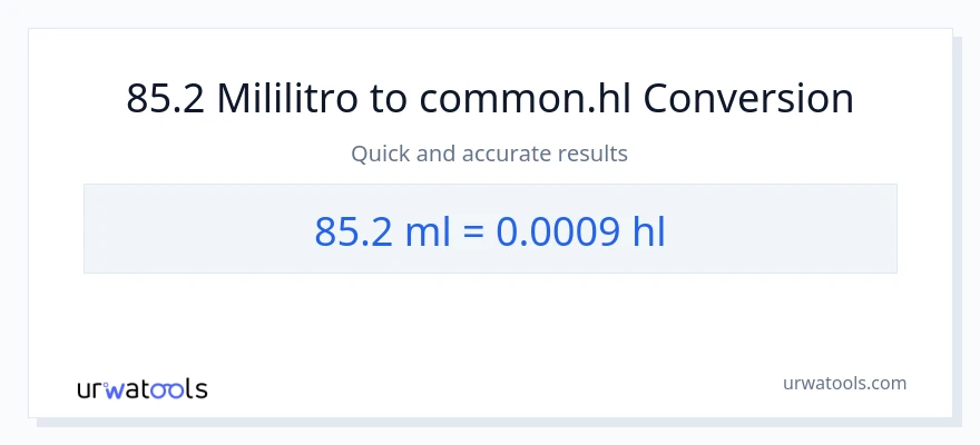 85.2 mga mililitro patungong Hls na conversion