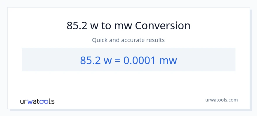 Conversió de 85.2 watts a megawatts