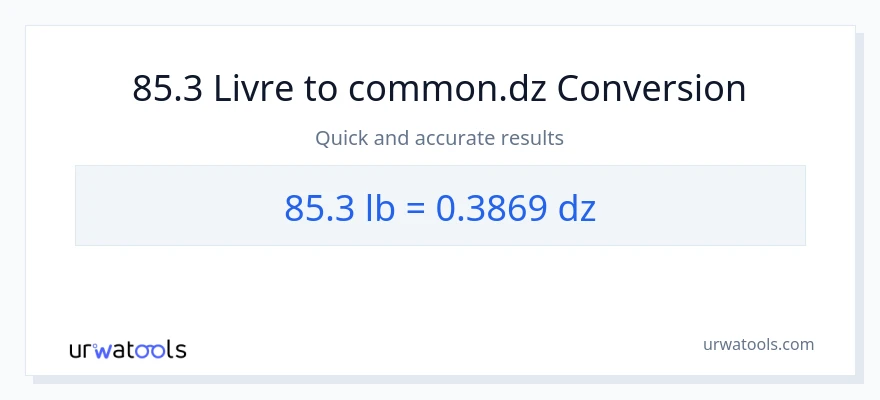 Conversion 85.3 Lbs vers Dzs