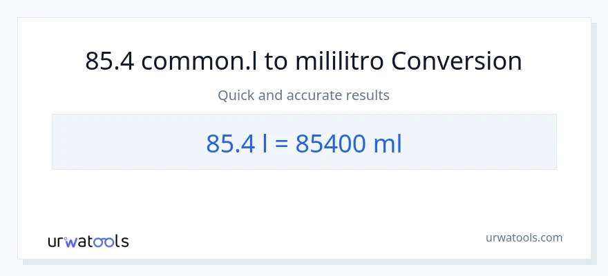 85.4 Liters patungong mga mililitro na conversion