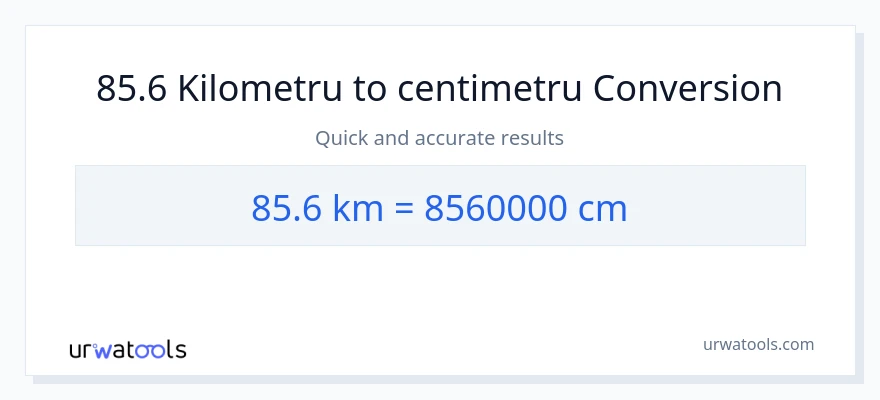 Conversie 85.6 Kilometri la Centimetri